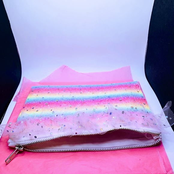 SOLD Rainbow & Unicorns Tulle Zipper Makeup Pouch Bag - Picture 3 of 11